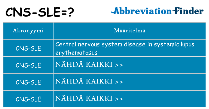 Mitä cns-sle tarkoittaa