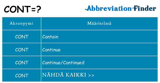 Mitä cont tarkoittaa