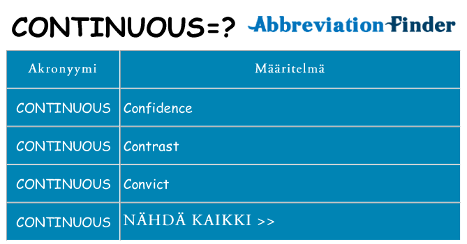 Mitä continuous tarkoittaa