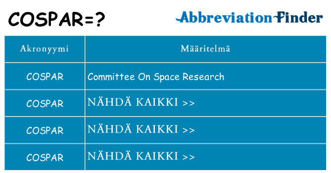 Mitä cospar tarkoittaa
