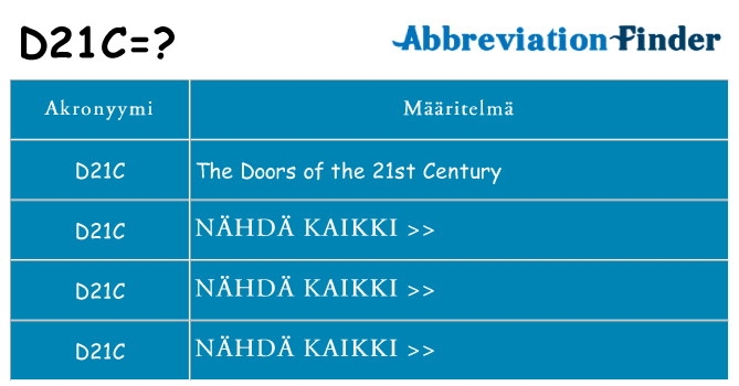 Mitä d21c tarkoittaa