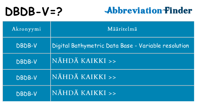 Mitä dbdb-v tarkoittaa
