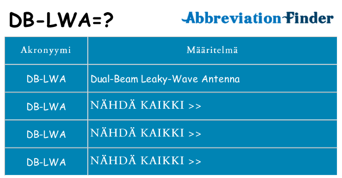 Mitä db-lwa tarkoittaa