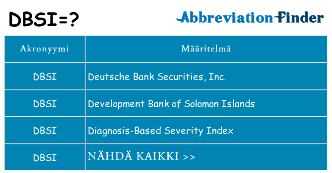 Mitä dbsi tarkoittaa