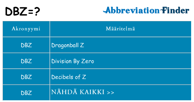 Mitä dbz tarkoittaa