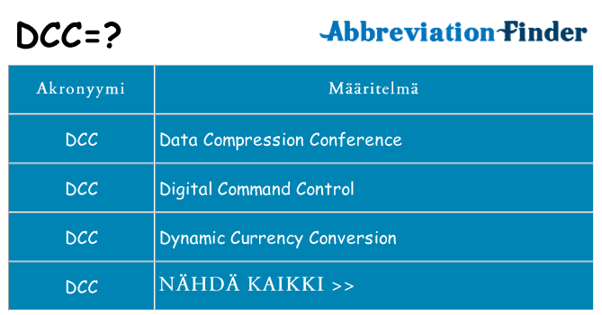Mitä dcc tarkoittaa