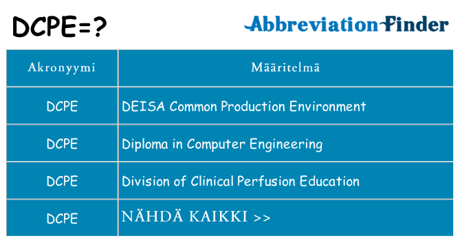 Mitä dcpe tarkoittaa