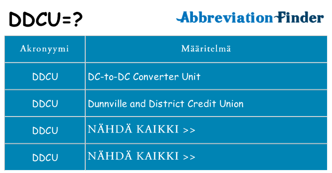 Mitä ddcu tarkoittaa