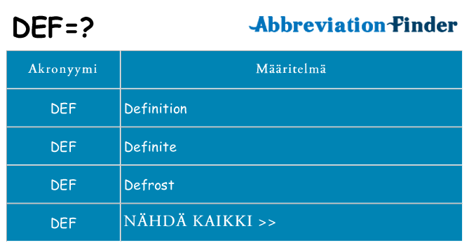 Mitä def tarkoittaa