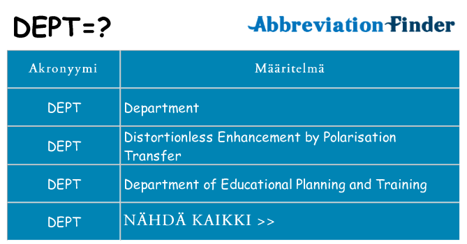 Mitä dept tarkoittaa