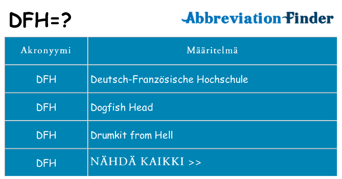 Mitä dfh tarkoittaa