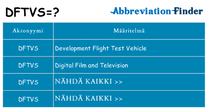 Mitä dftvs tarkoittaa