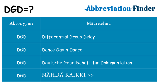Mitä dgd tarkoittaa