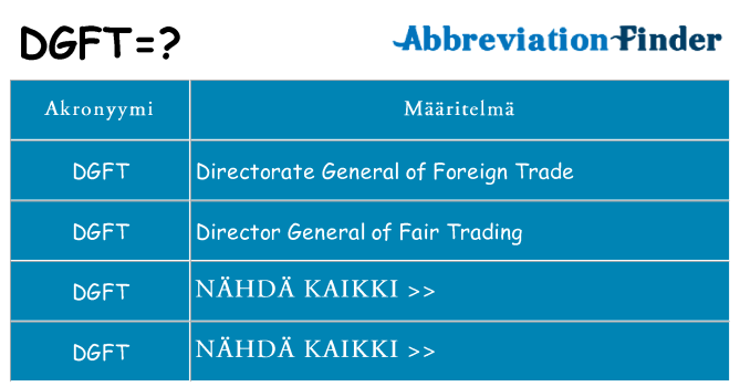 Mitä dgft tarkoittaa