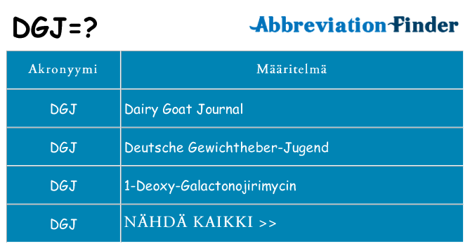 Mitä dgj tarkoittaa