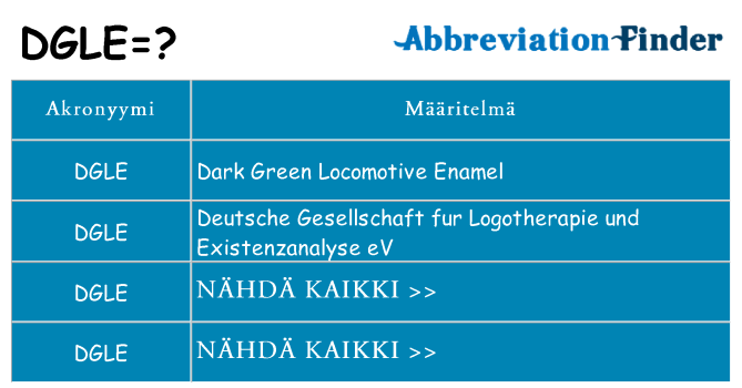 Mitä dgle tarkoittaa