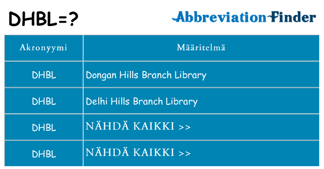 Mitä dhbl tarkoittaa