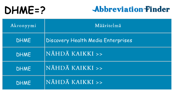 Mitä dhme tarkoittaa