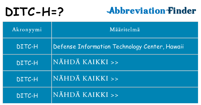 Mitä ditc-h tarkoittaa