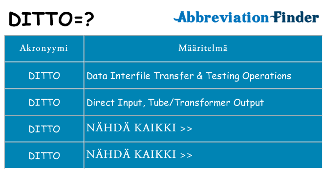Mitä ditto tarkoittaa