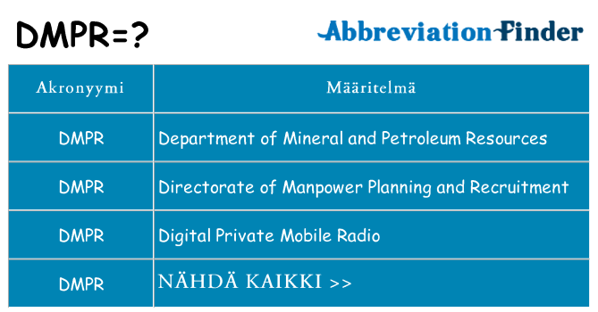 Mitä dmpr tarkoittaa
