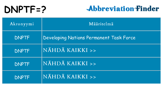 Mitä dnptf tarkoittaa