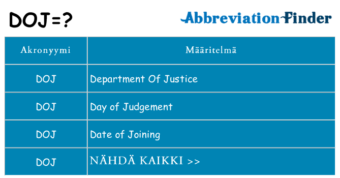 Mitä doj tarkoittaa