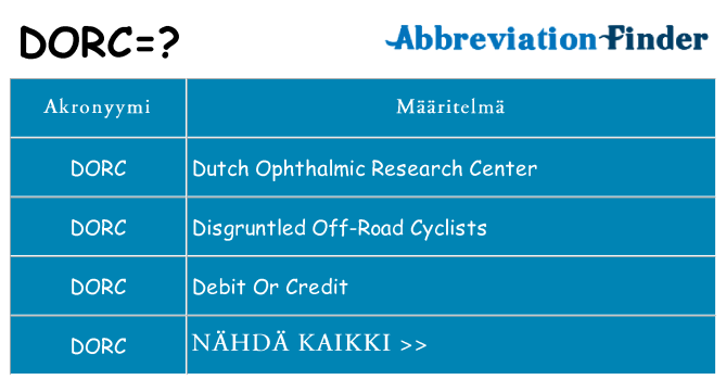 Mitä dorc tarkoittaa