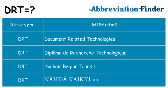 Mitä drt tarkoittaa