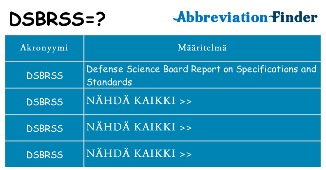 Mitä dsbrss tarkoittaa