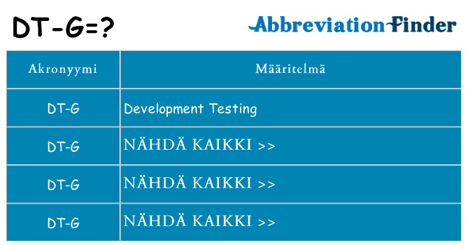 Mitä dt-g tarkoittaa