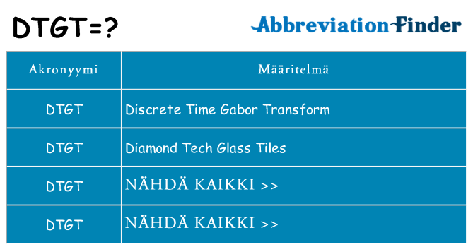 Mitä dtgt tarkoittaa