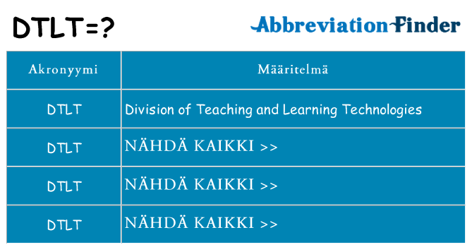 Mitä dtlt tarkoittaa