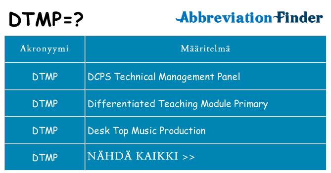 Mitä dtmp tarkoittaa