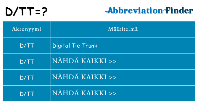 Mitä dtt tarkoittaa