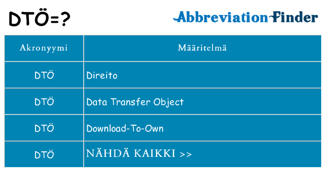 Mitä dto tarkoittaa