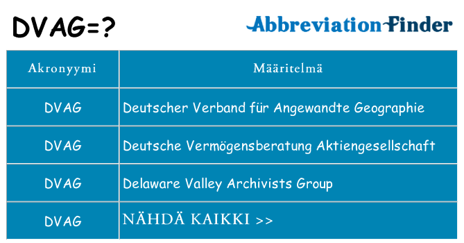 Mitä dvag tarkoittaa