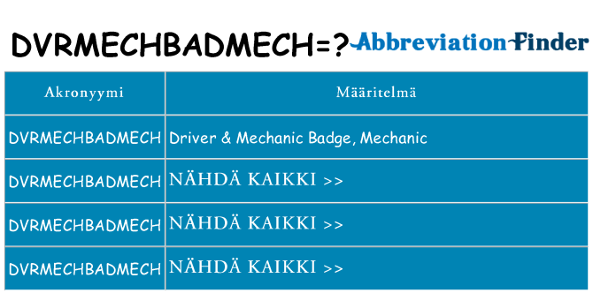 Mitä dvrmechbadmech tarkoittaa