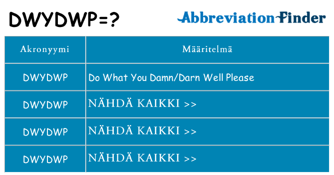 Mitä dwydwp tarkoittaa