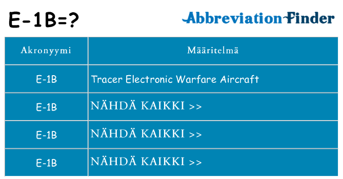 Mitä e-1b tarkoittaa