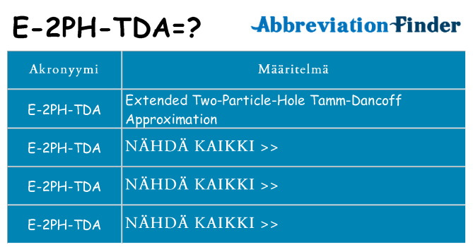 Mitä e-2ph-tda tarkoittaa
