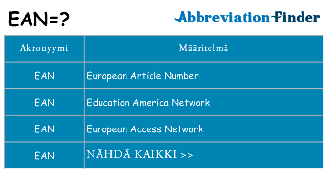 Mitä ean tarkoittaa