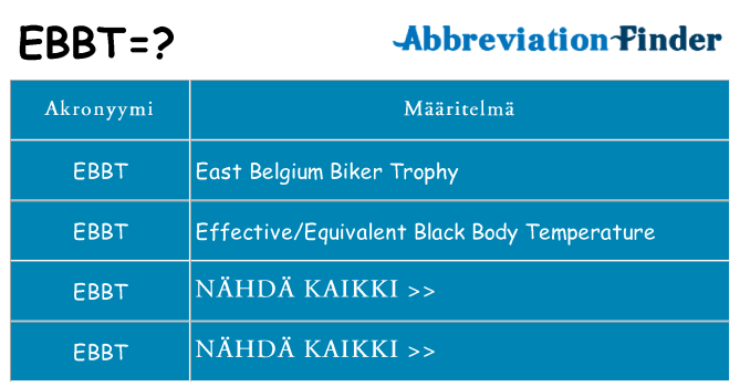 Mitä ebbt tarkoittaa