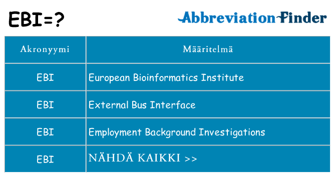 Mitä ebi tarkoittaa