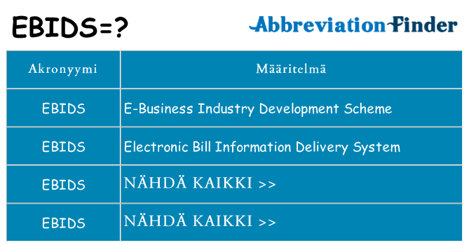 Mitä ebids tarkoittaa