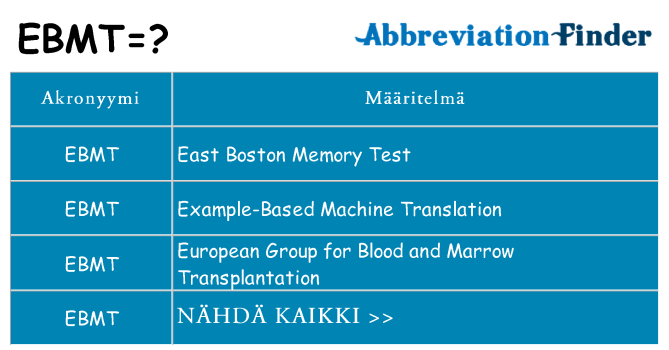 Mitä ebmt tarkoittaa