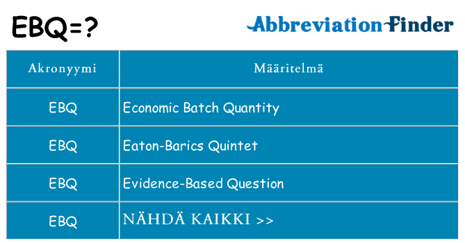 Mitä ebq tarkoittaa