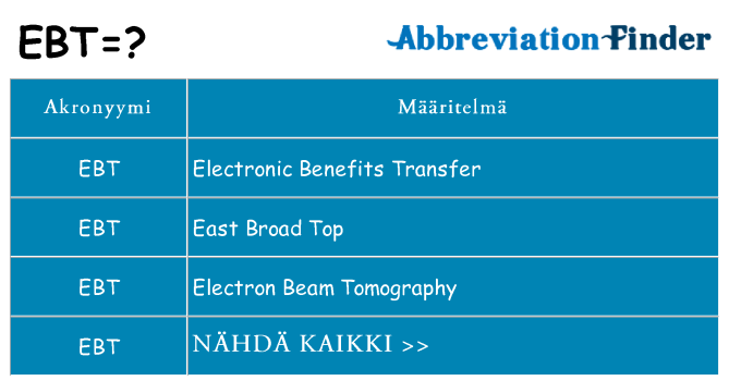 Mitä ebt tarkoittaa