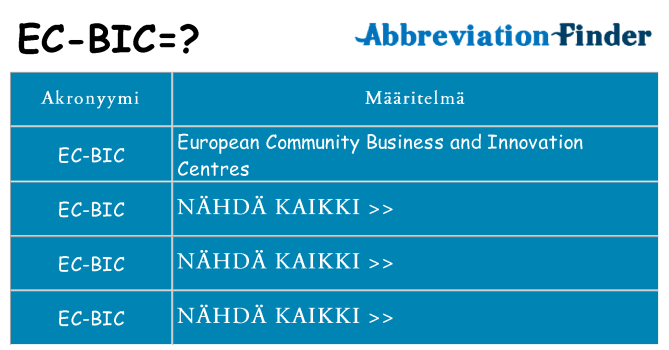 Mitä ec-bic tarkoittaa