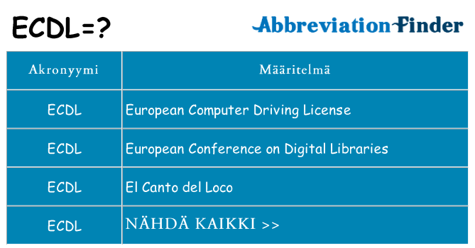 Mitä ecdl tarkoittaa